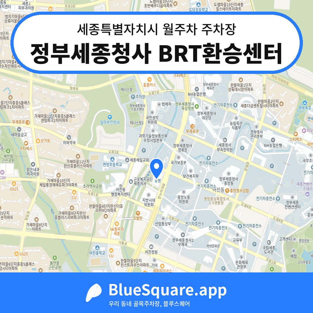 정부세종청사 BRT환승센터 위치 지도 — 세종 세종특별자치시 | 블루스퀘어 주차