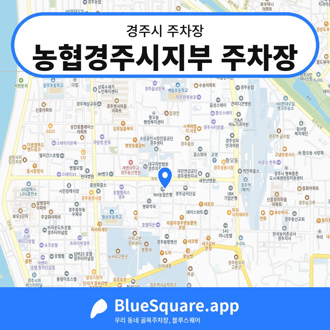 농협경주시지부 주차장 위치 지도 — 경북 경주시 | 블루스퀘어 주차
