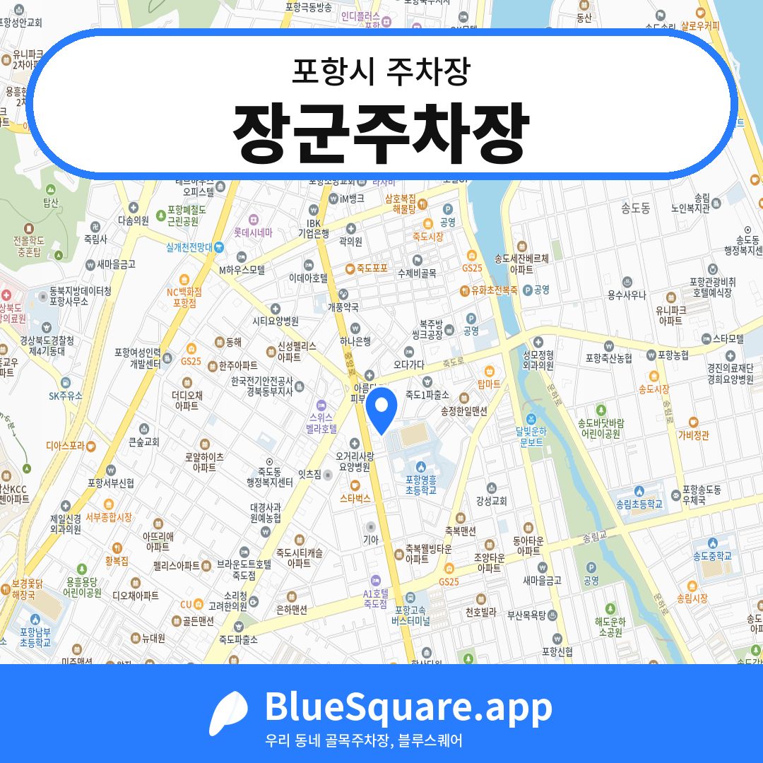 장군주차장 위치 지도 — 경북 포항시 | 블루스퀘어 주차