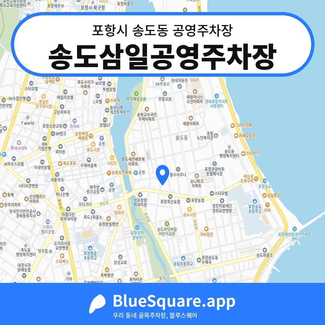 송도삼일공영주차장 위치 지도 — 경북 포항시 송도동 | 블루스퀘어 주차