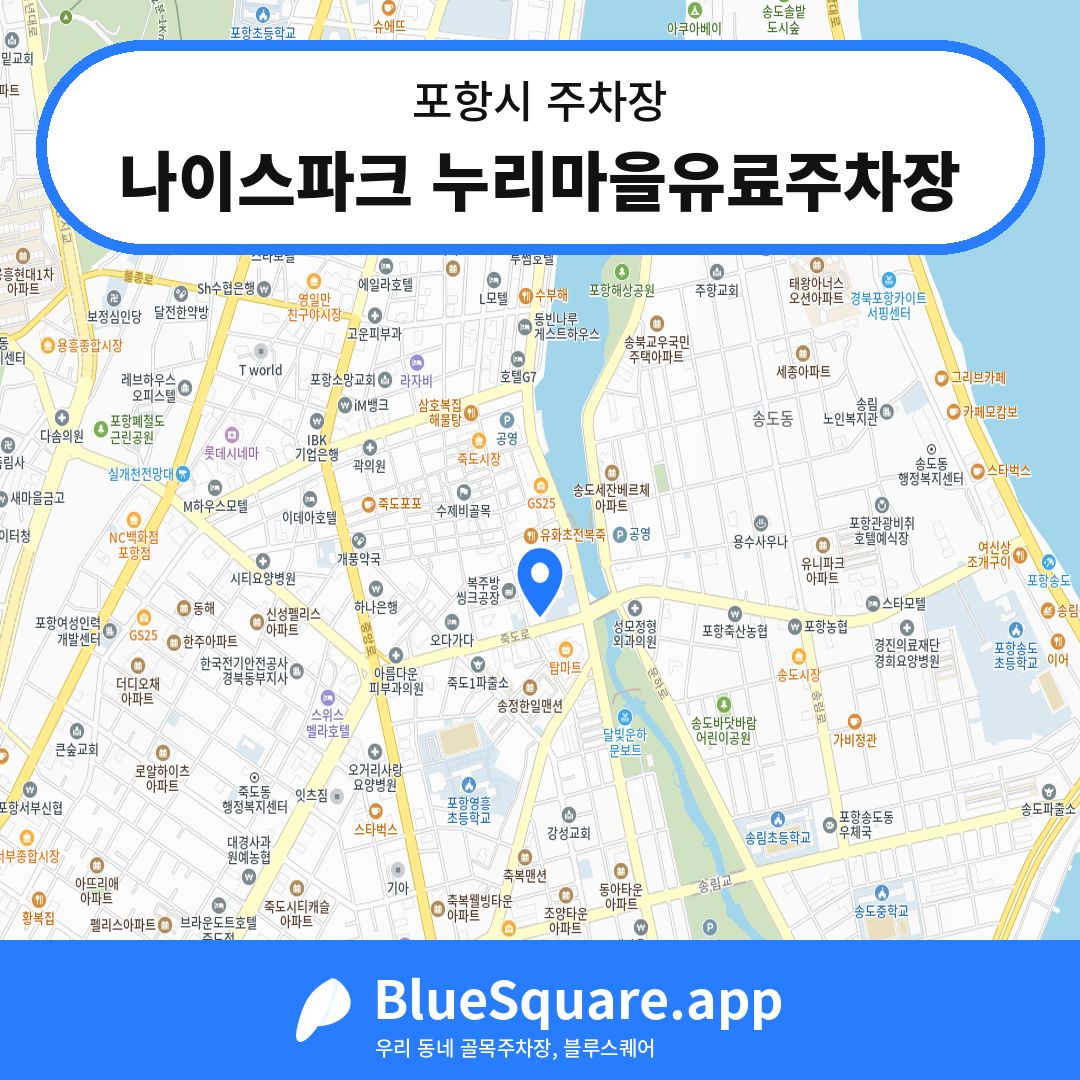 나이스파크 누리마을유료주차장 위치 지도 — 경북 포항시 | 블루스퀘어 주차