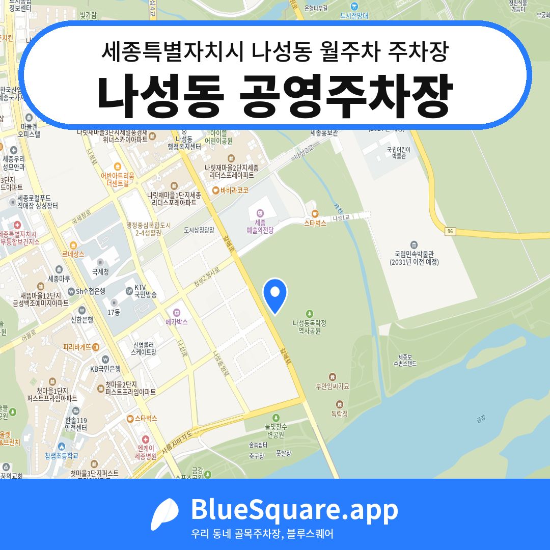 나성동 공영주차장 위치 지도 — 세종 세종특별자치시 나성동 | 블루스퀘어 주차