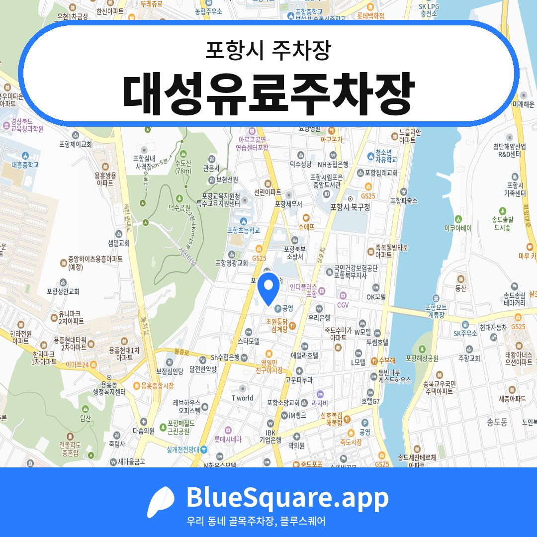 대성유료주차장 위치 지도 — 경북 포항시 | 블루스퀘어 주차