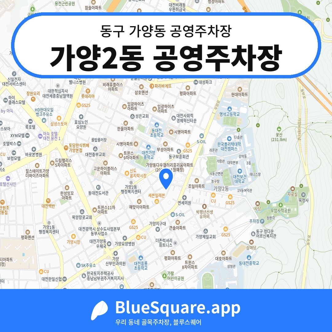 가양2동 공영주차장 위치 지도 — 대전 동구 가양동 | 블루스퀘어 주차