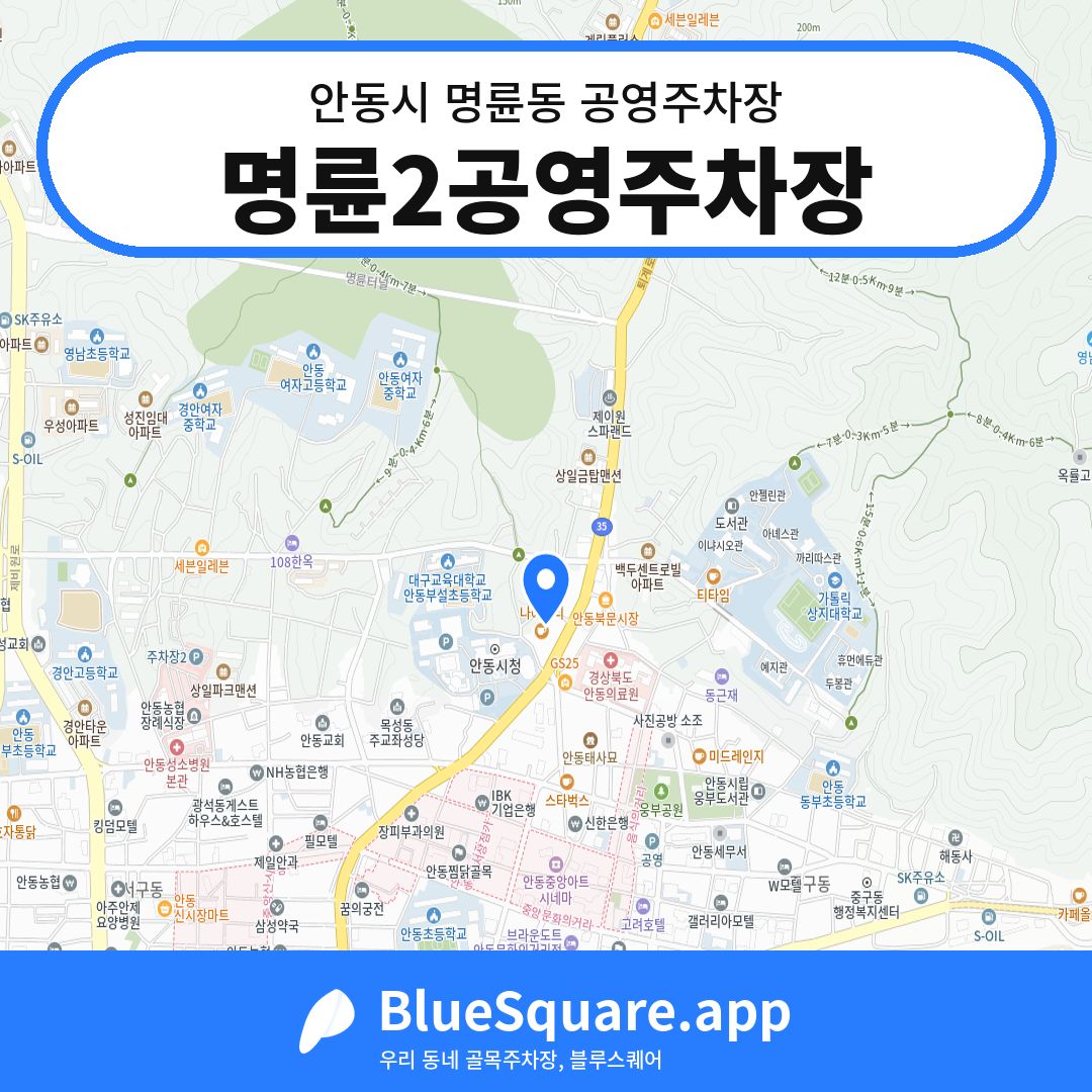 명륜2공영주차장 위치 지도 — 경북 안동시 명륜동 | 블루스퀘어 주차