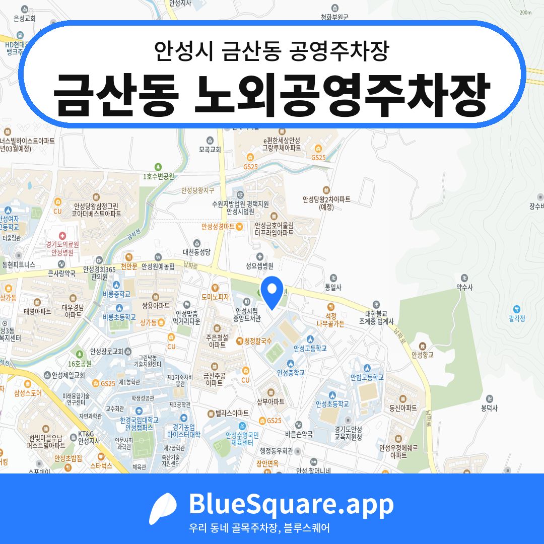 금산동 노외공영주차장 위치 지도 — 경기 안성시 금산동 | 블루스퀘어 주차