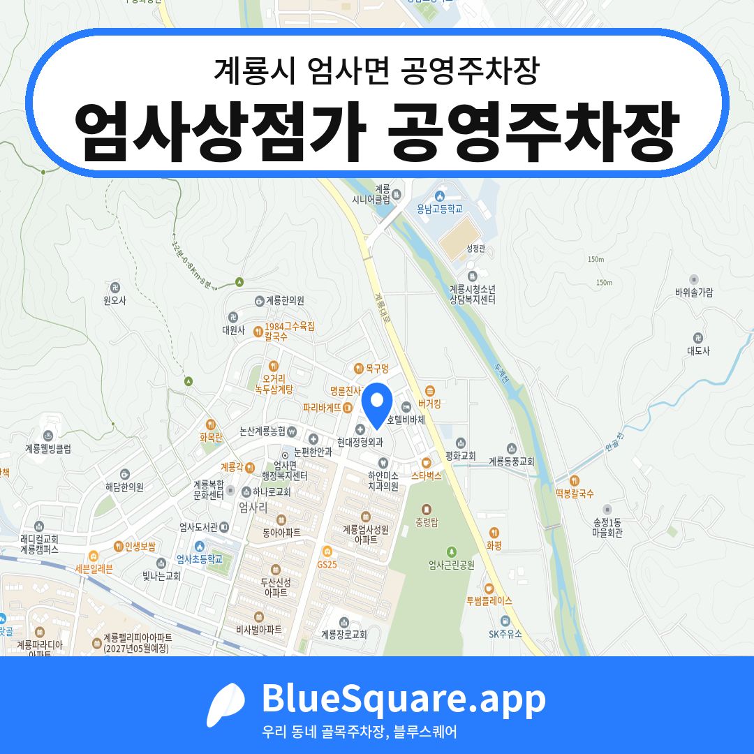 엄사상점가 공영주차장 위치 지도 — 충남 계룡시 엄사면 | 블루스퀘어 주차