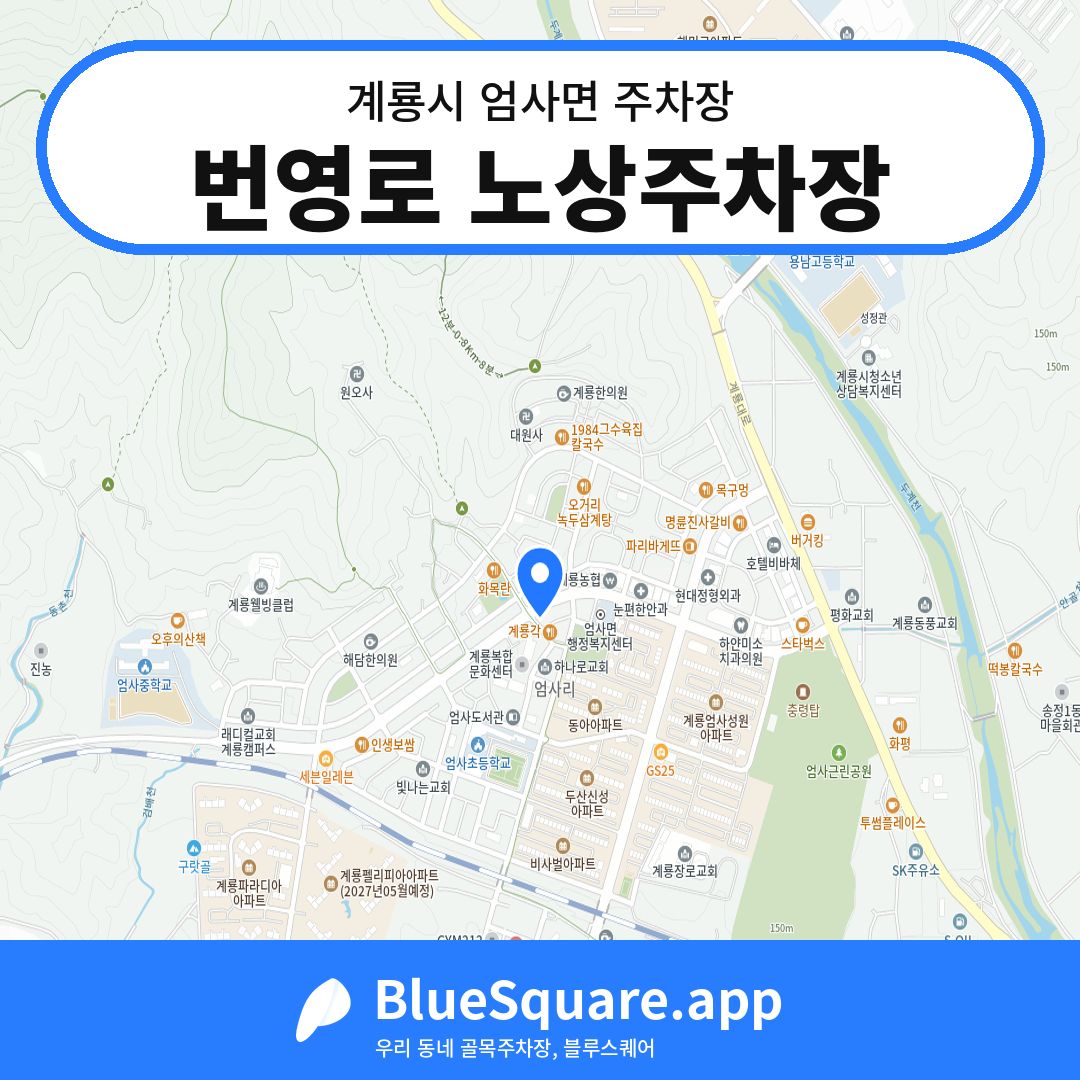 번영로 노상주차장 위치 지도 — 충남 계룡시 엄사면 | 블루스퀘어 주차