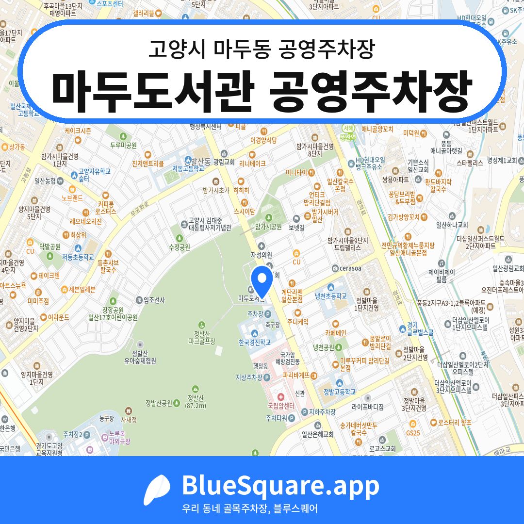 마두도서관 공영주차장 위치 지도 — 경기 고양시 마두동 | 블루스퀘어 주차