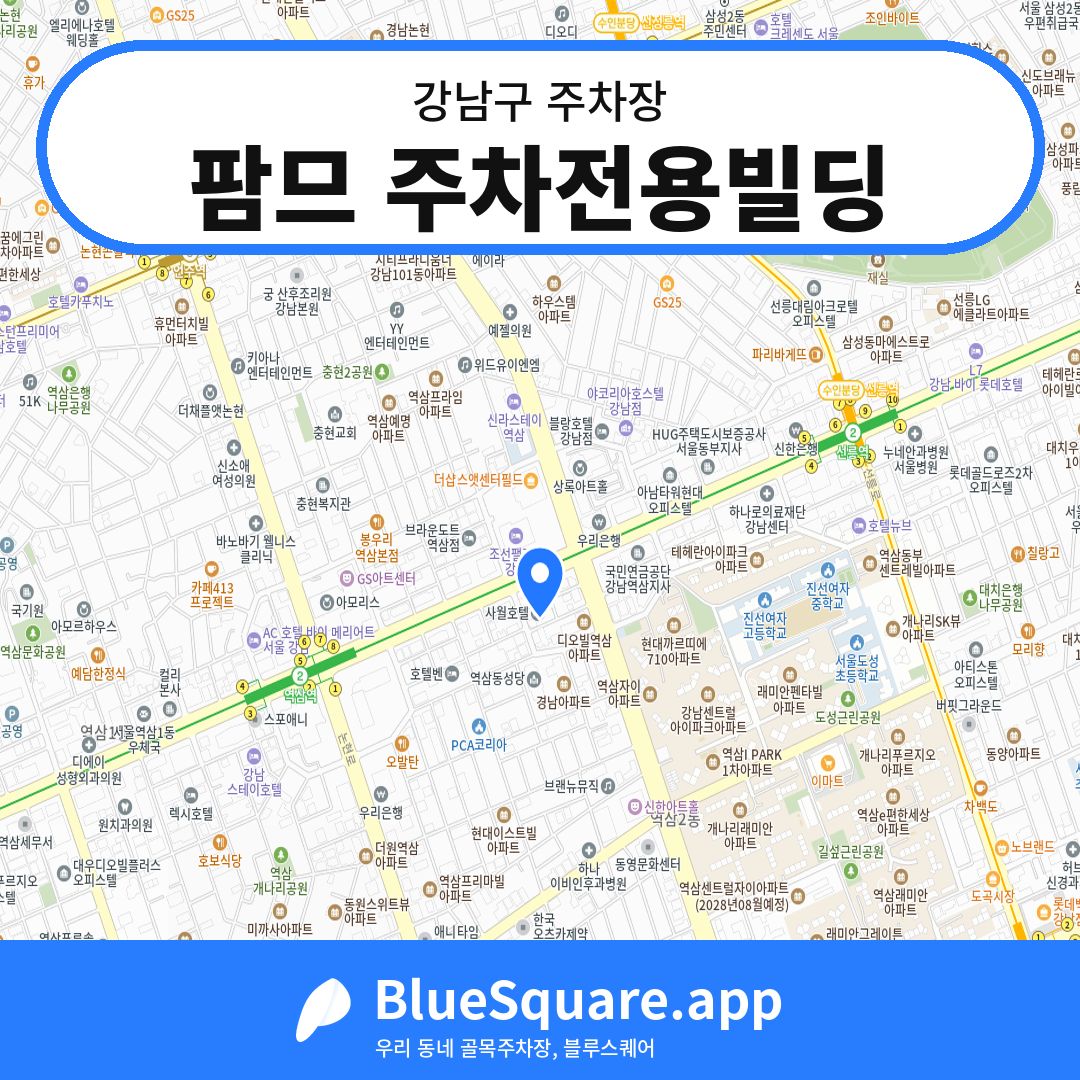 팜므 주차전용빌딩 위치 지도 — 서울 강남구 | 블루스퀘어 주차