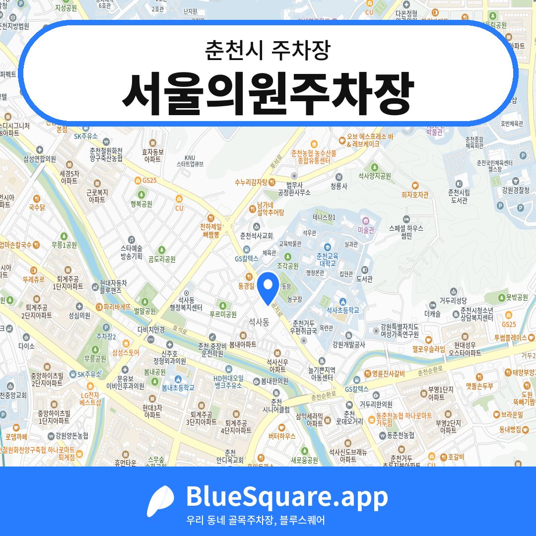 서울의원주차장 위치 지도 — 강원 춘천시 | 블루스퀘어 주차