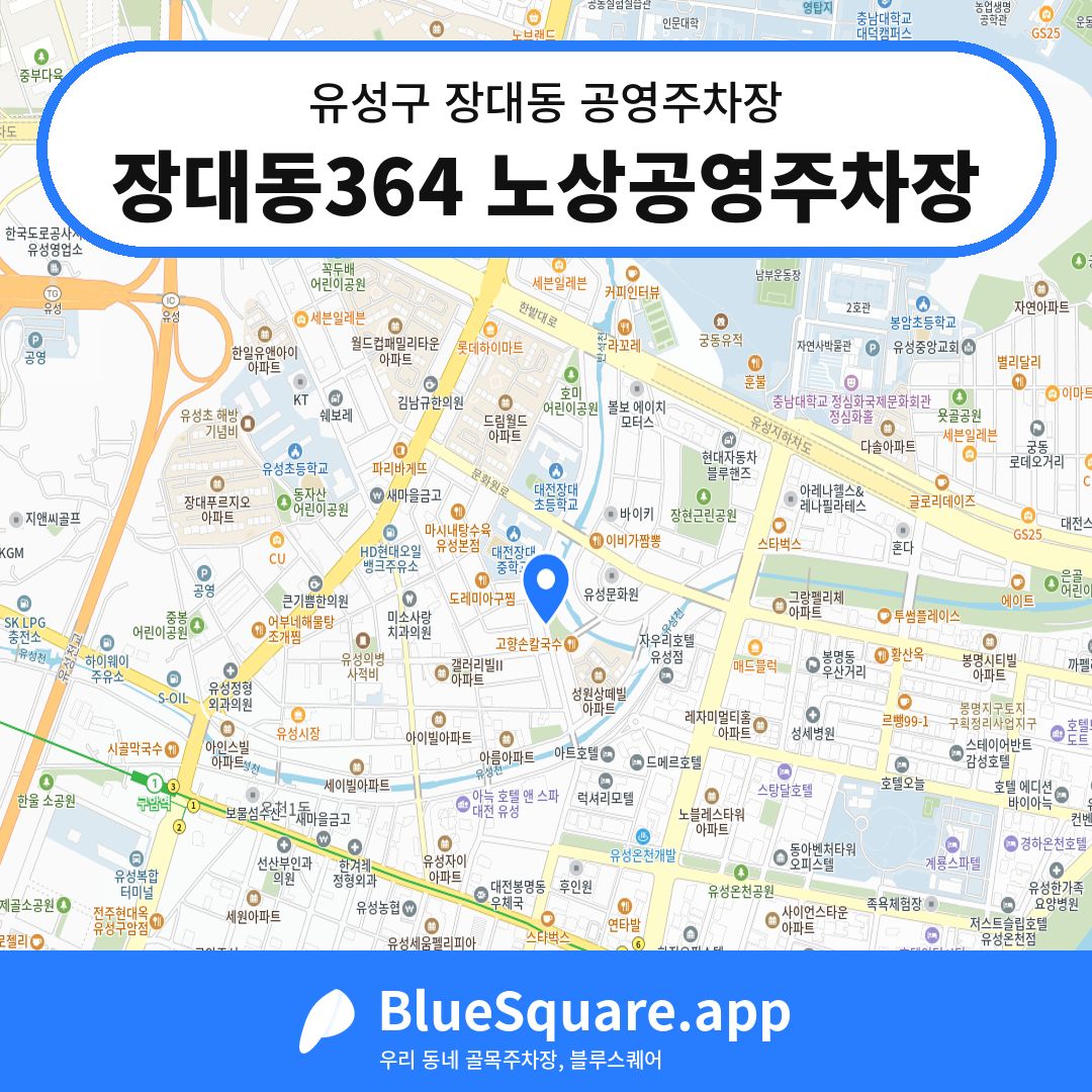 장대동364 노상공영주차장 위치 지도 — 대전 유성구 장대동 | 블루스퀘어 주차