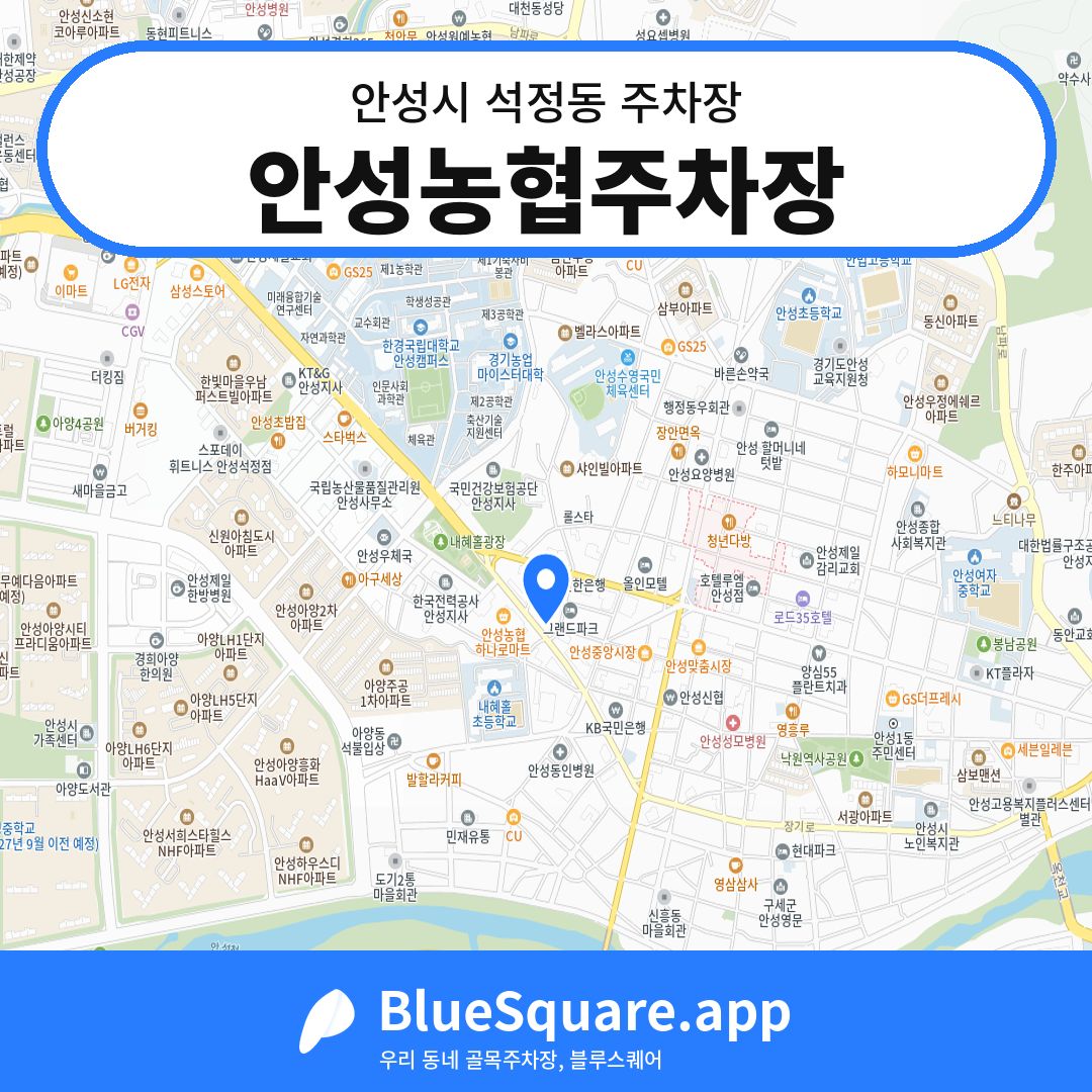 안성농협주차장 위치 지도 — 경기 안성시 석정동 | 블루스퀘어 주차