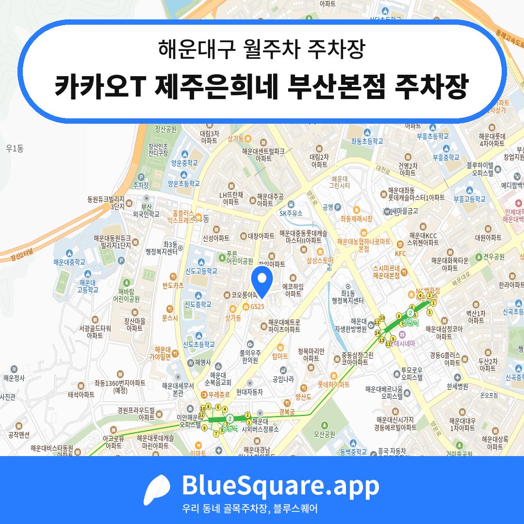 카카오T 제주은희네 부산본점 주차장 위치 지도 — 부산 해운대구 | 블루스퀘어 주차