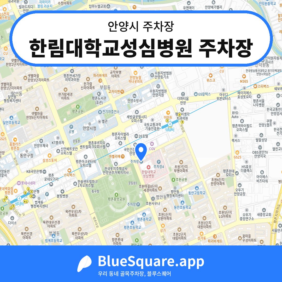 한림대학교성심병원 주차장 위치 지도 — 경기 안양시 | 블루스퀘어 주차