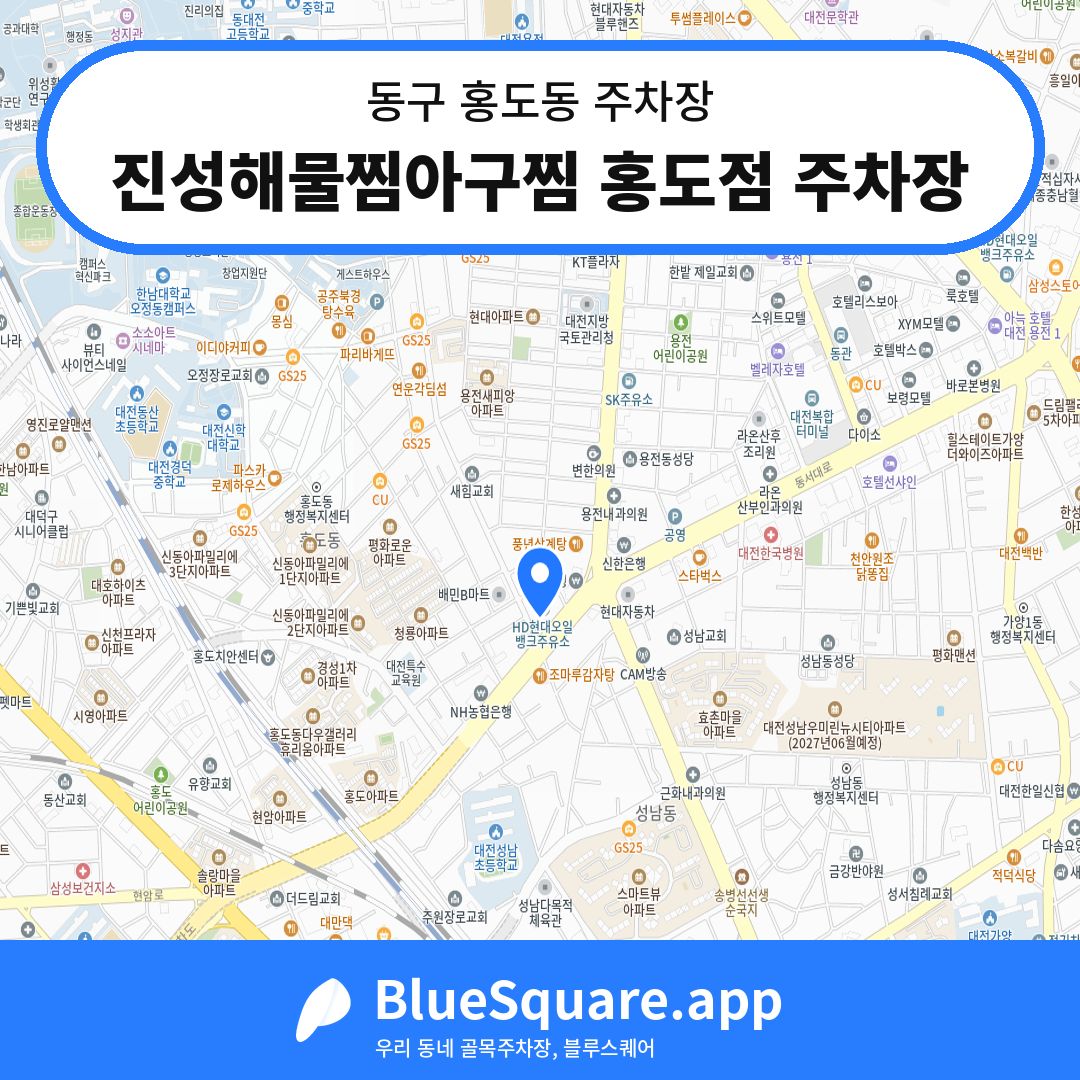진성해물찜아구찜 홍도점 주차장 위치 지도 — 대전 동구 홍도동 | 블루스퀘어 주차