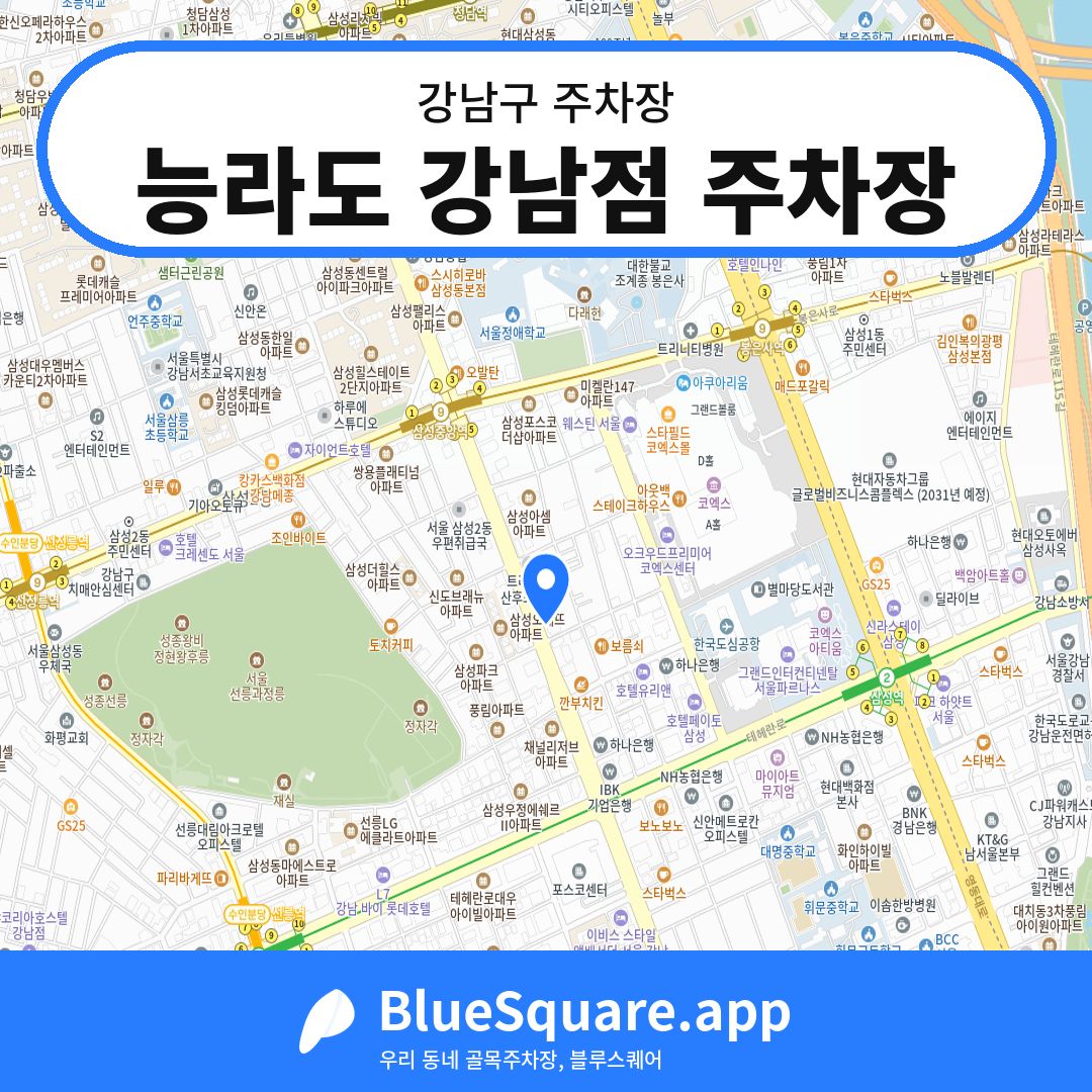 능라도 강남점 주차장 위치 지도 — 서울 강남구 | 블루스퀘어 주차
