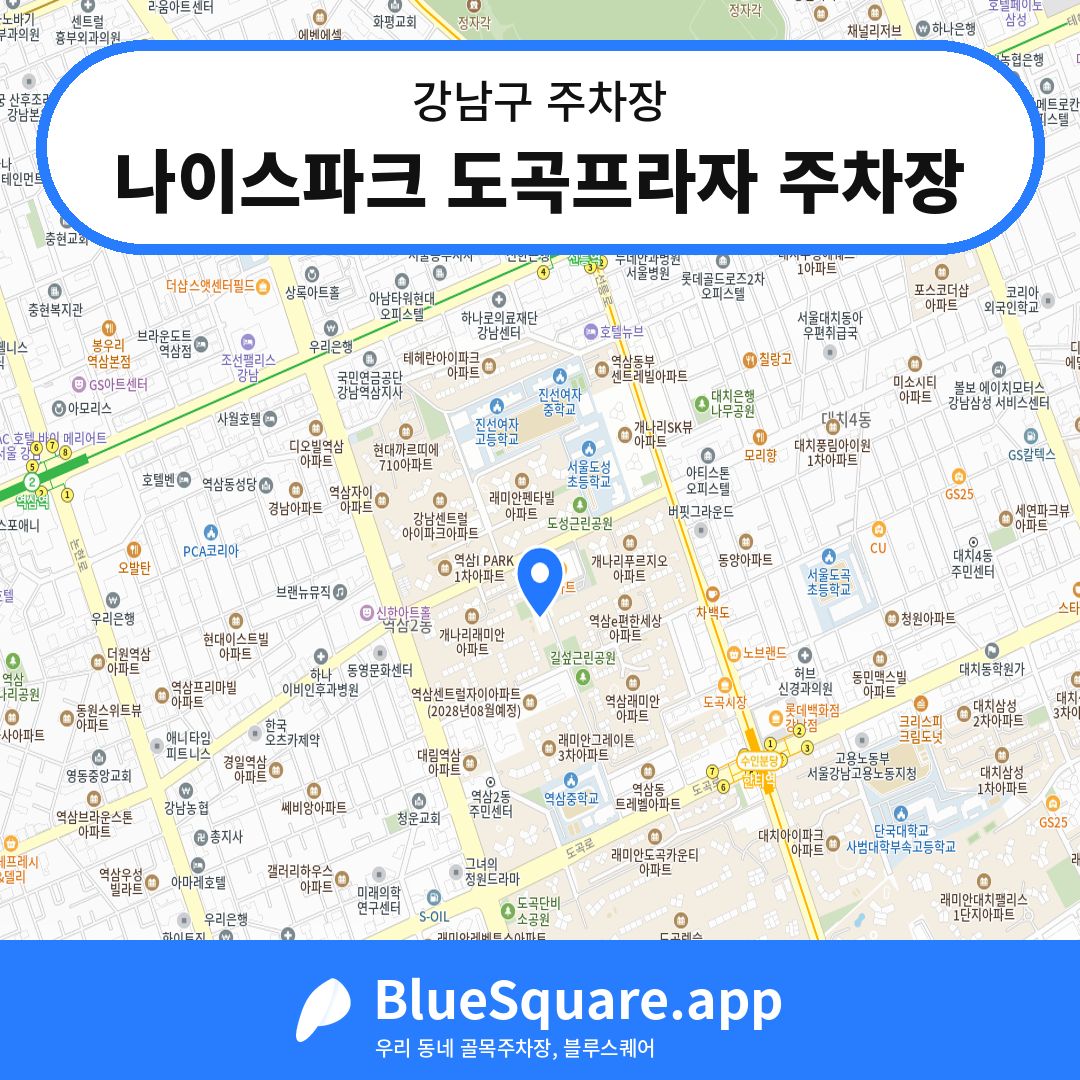 나이스파크 도곡프라자 주차장 위치 지도 — 서울 강남구 | 블루스퀘어 주차