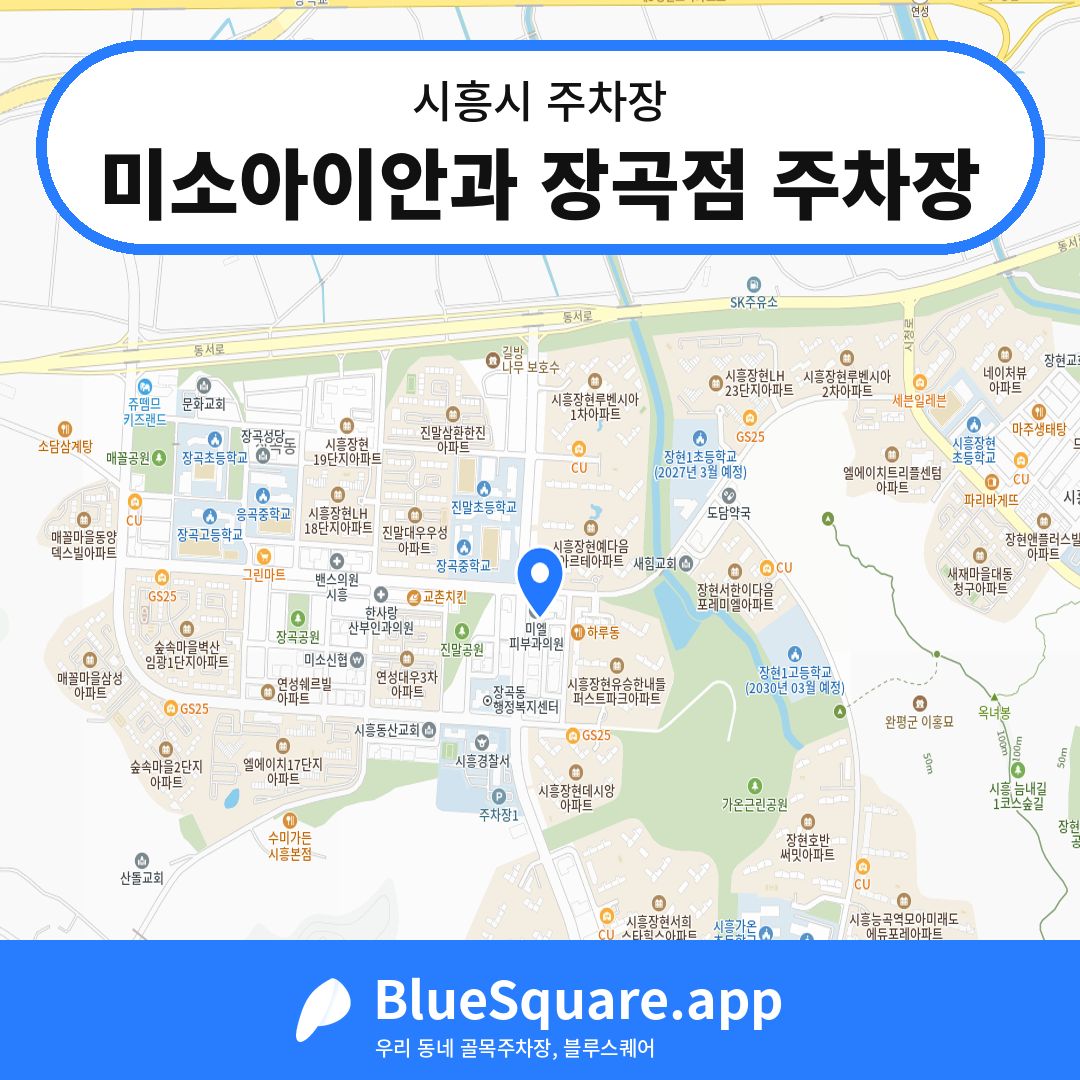미소아이안과 장곡점 주차장 위치 지도 — 경기 시흥시 | 블루스퀘어 주차