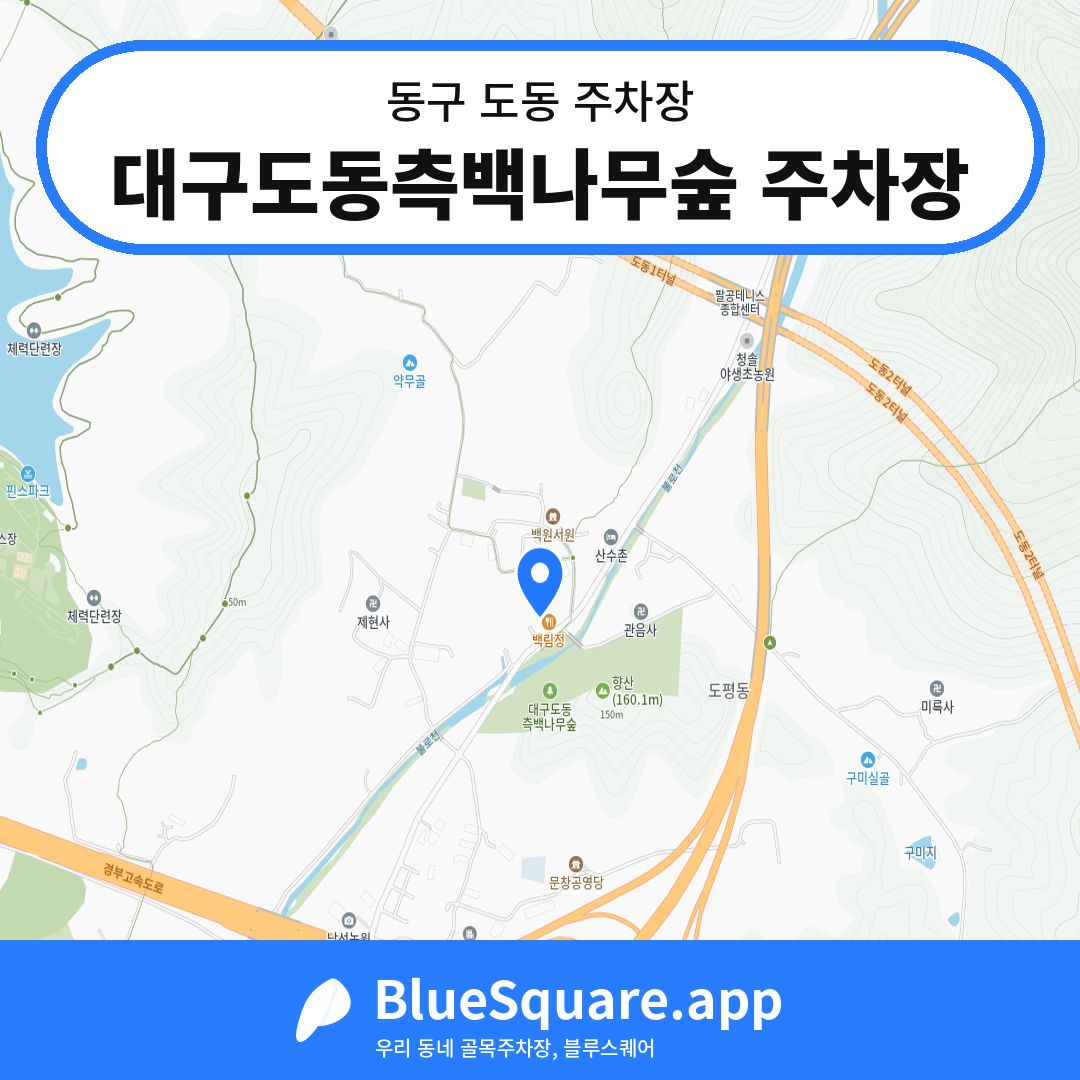 대구도동측백나무숲 주차장 위치 지도 — 대구 동구 도동 | 블루스퀘어 주차