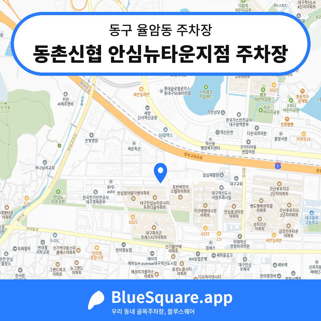 동촌신협 안심뉴타운지점 주차장 위치 지도 — 대구 동구 율암동 | 블루스퀘어 주차