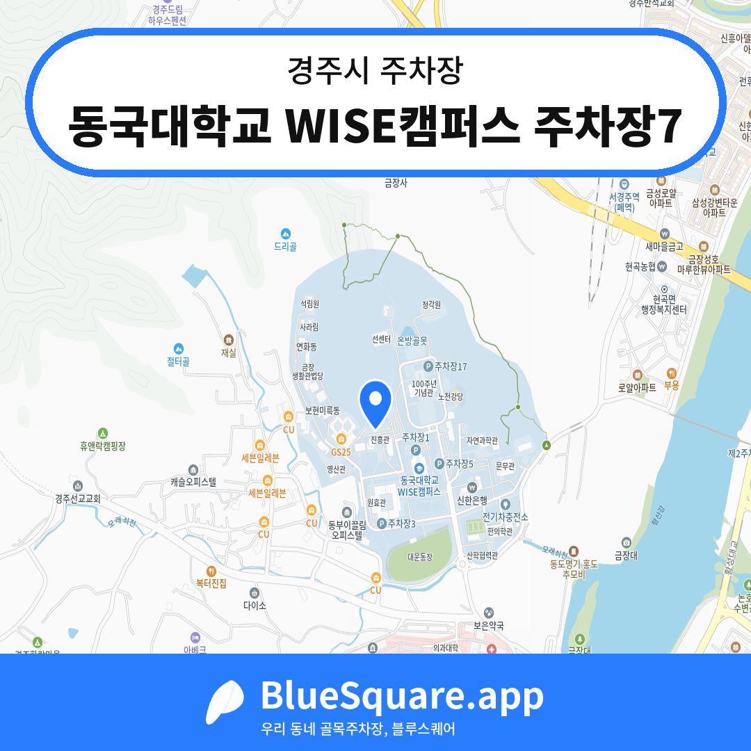 동국대학교 WISE캠퍼스 주차장7 위치 지도 — 경북 경주시 | 블루스퀘어 주차