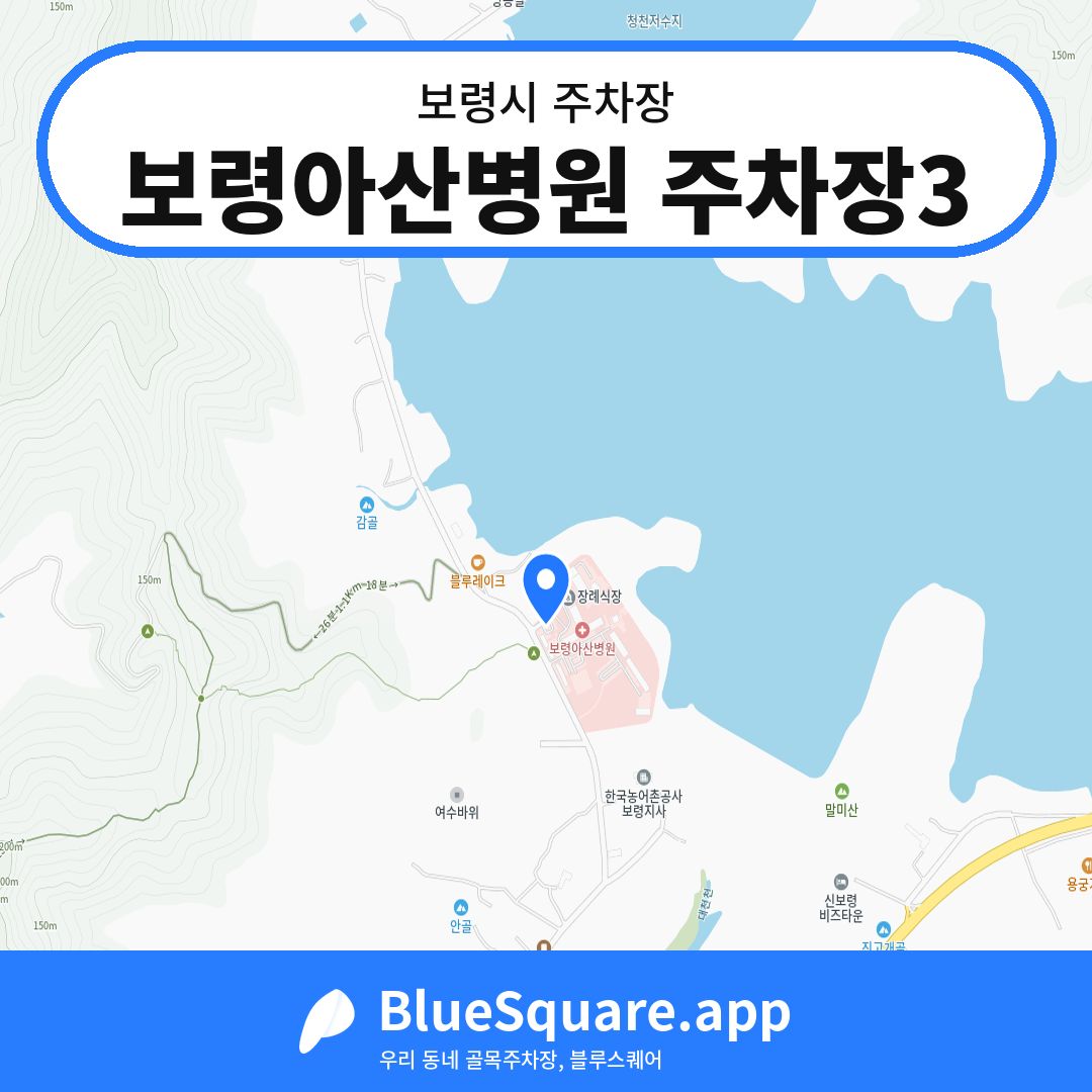 보령아산병원 주차장3 위치 지도 — 충남 보령시 | 블루스퀘어 주차