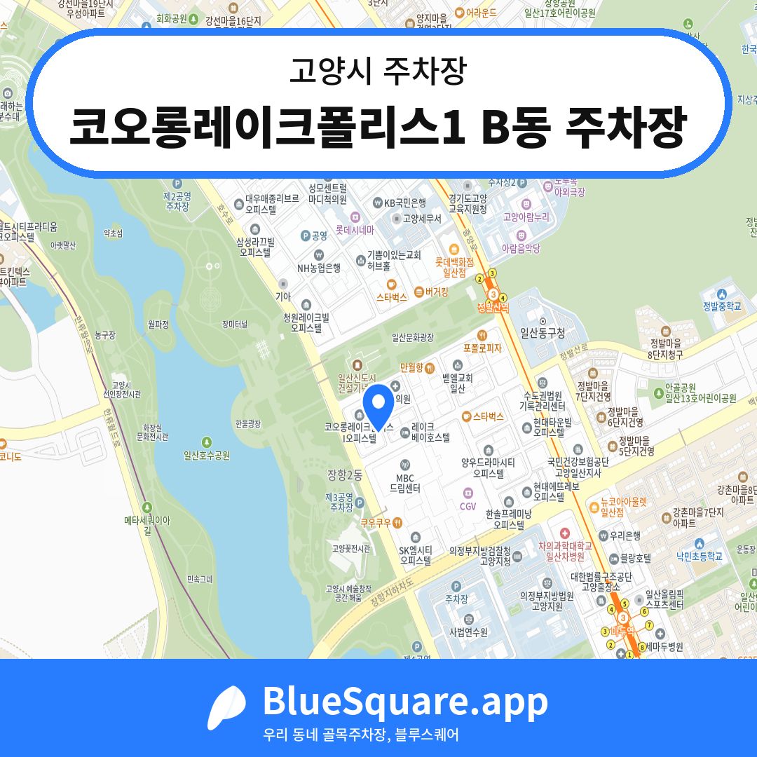 코오롱레이크폴리스1 B동 주차장 위치 지도 — 경기 고양시 | 블루스퀘어 주차