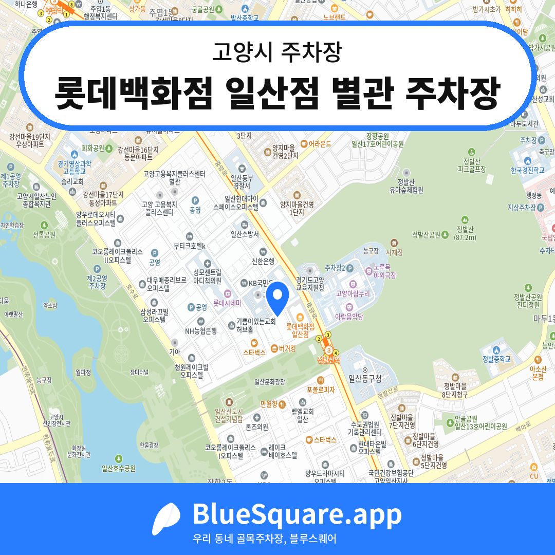 롯데백화점 일산점 별관 주차장 위치 지도 — 경기 고양시 | 블루스퀘어 주차