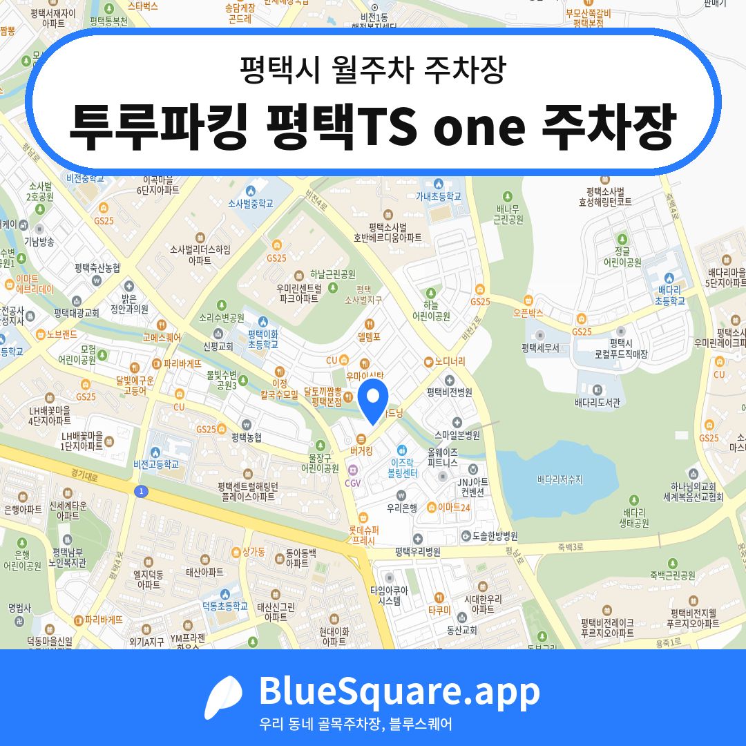 투루파킹 평택TS one 주차장 위치 지도 — 경기 평택시 | 블루스퀘어 주차