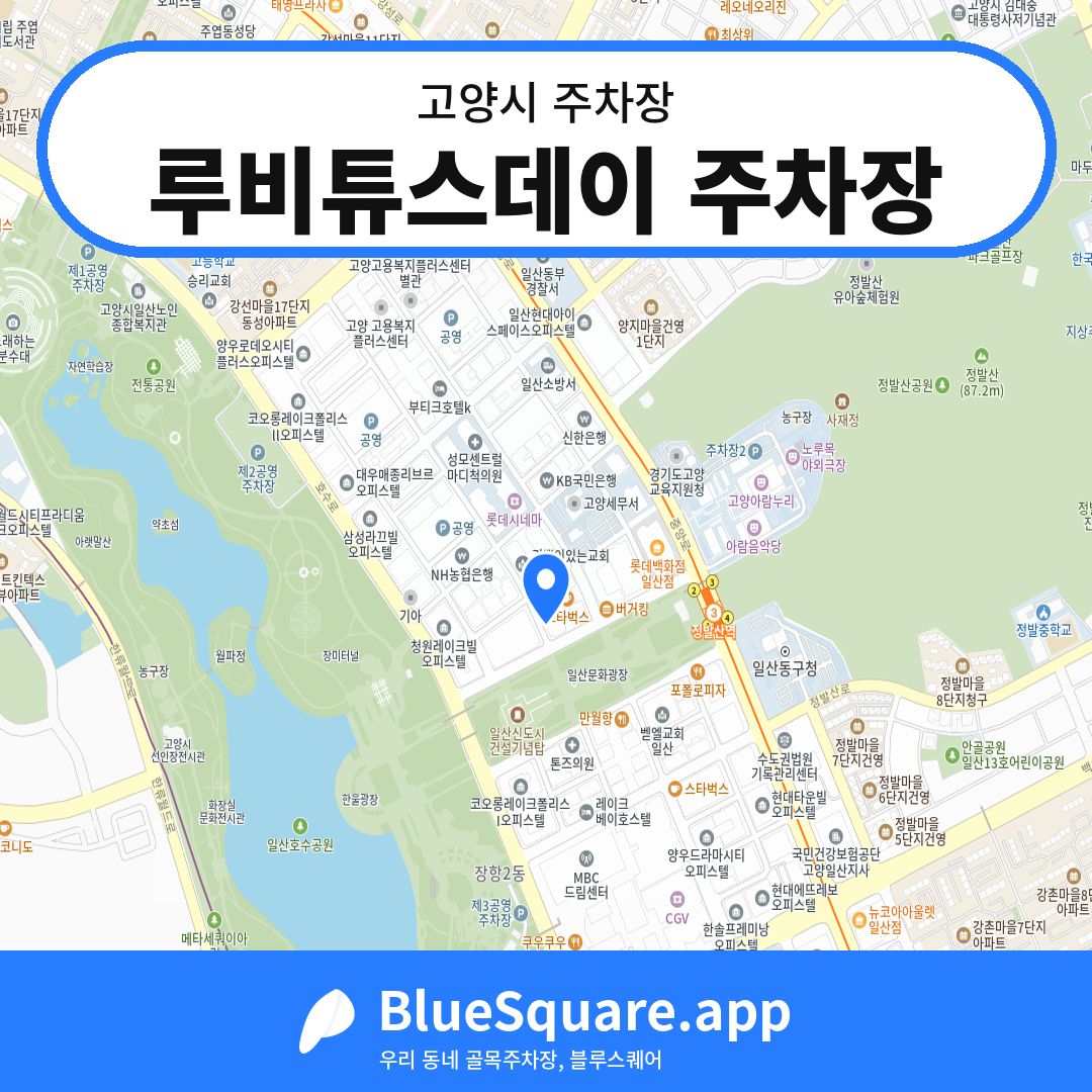루비튜스데이 주차장 위치 지도 — 경기 고양시 | 블루스퀘어 주차