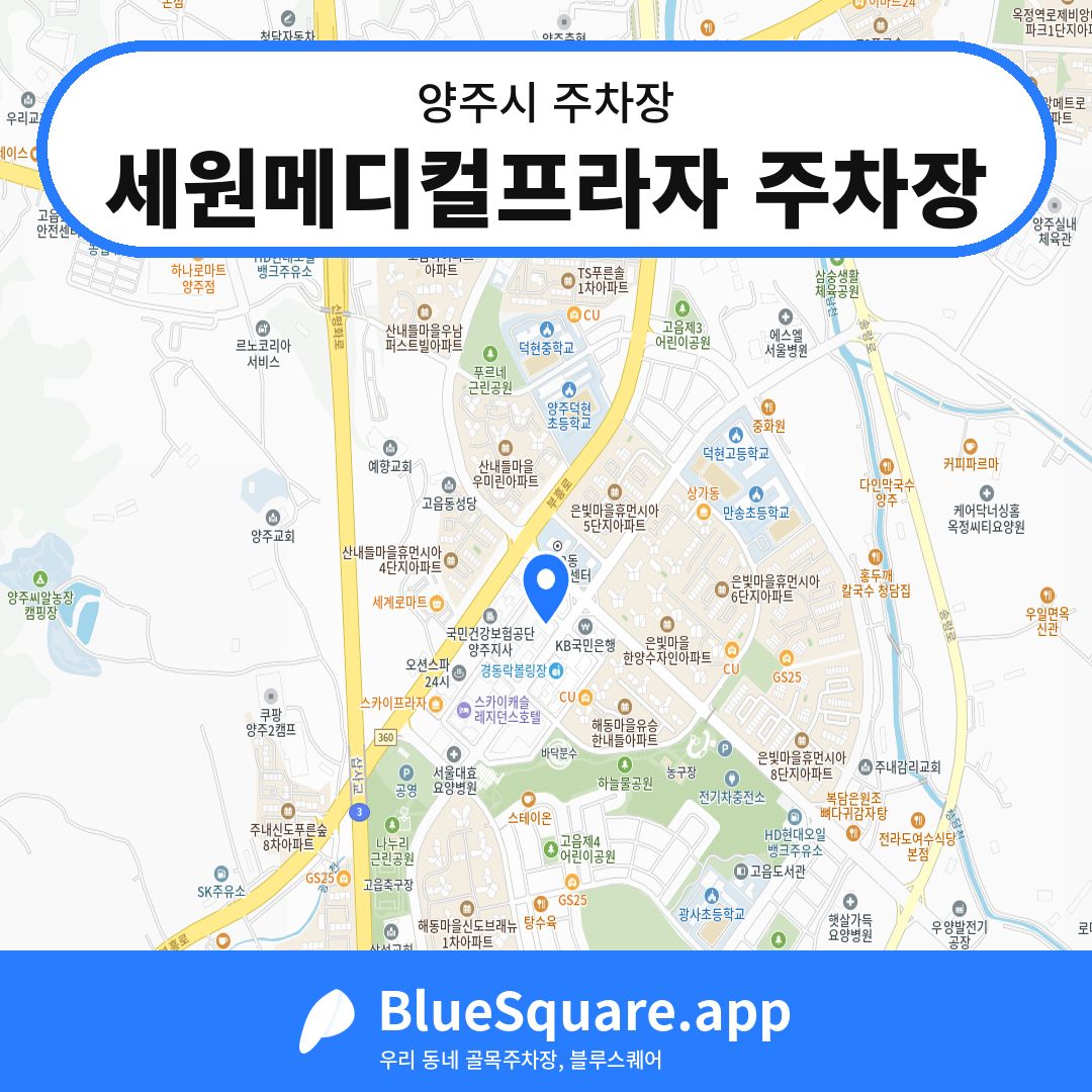세원메디컬프라자 주차장 위치 지도 — 경기 양주시 | 블루스퀘어 주차