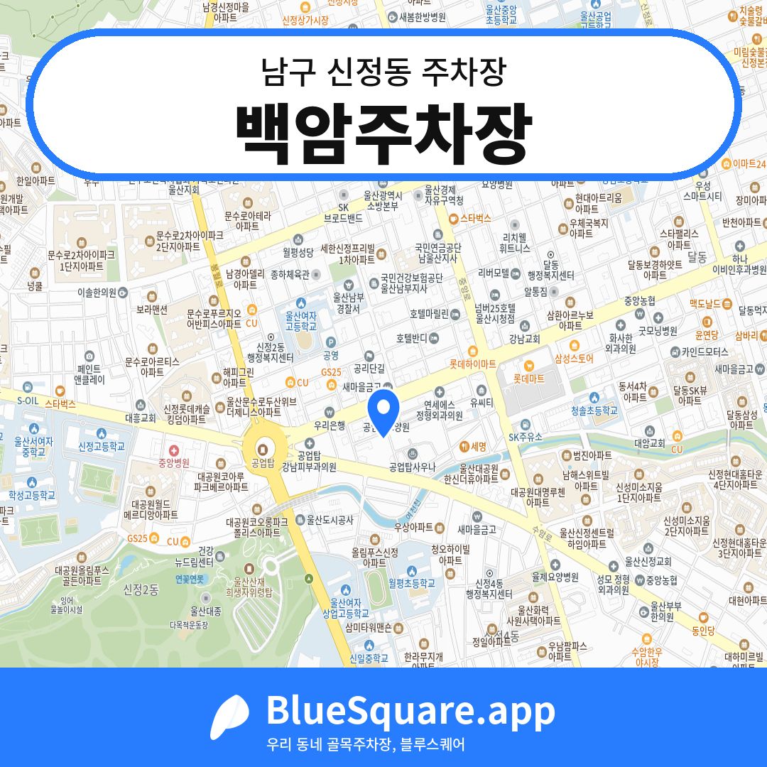 백암주차장 위치 지도 — 울산 남구 신정동 | 블루스퀘어 주차