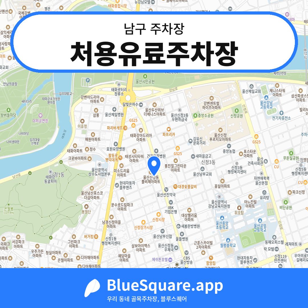 처용유료주차장 위치 지도 — 울산 남구 | 블루스퀘어 주차