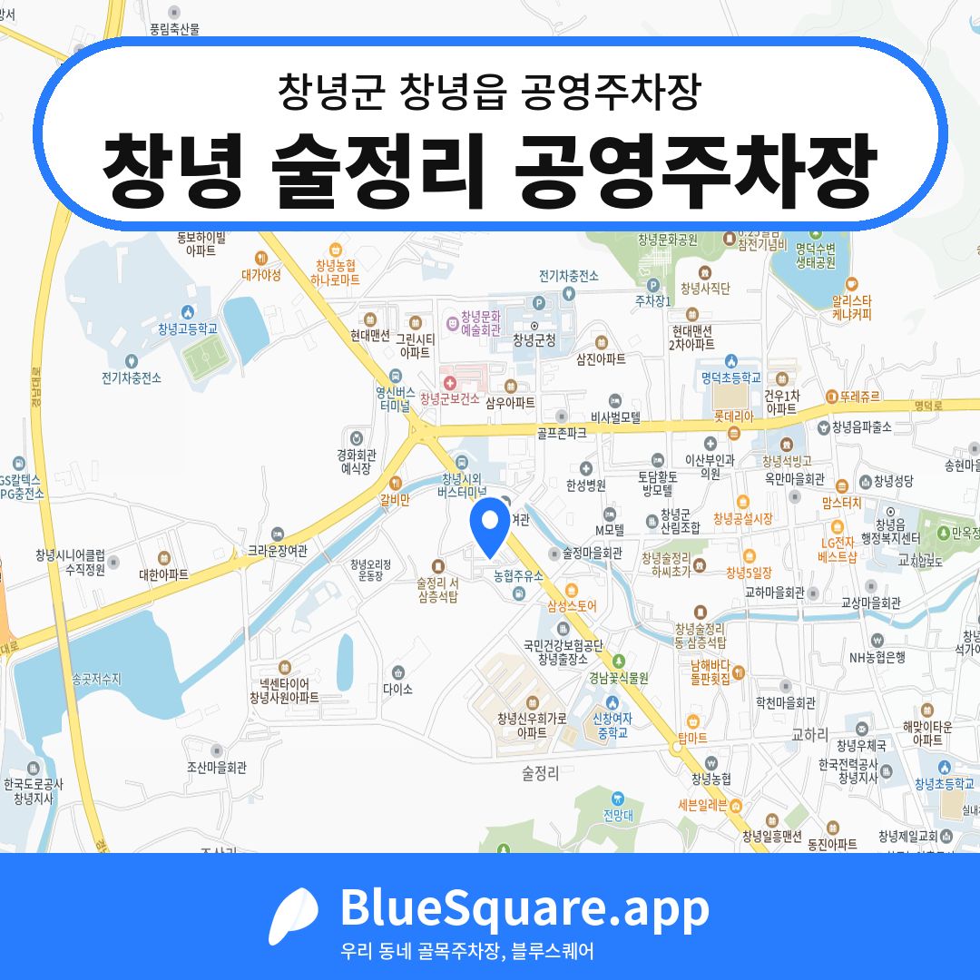 창녕 술정리 공영주차장 위치 지도 — 경남 창녕군 창녕읍 | 블루스퀘어 주차