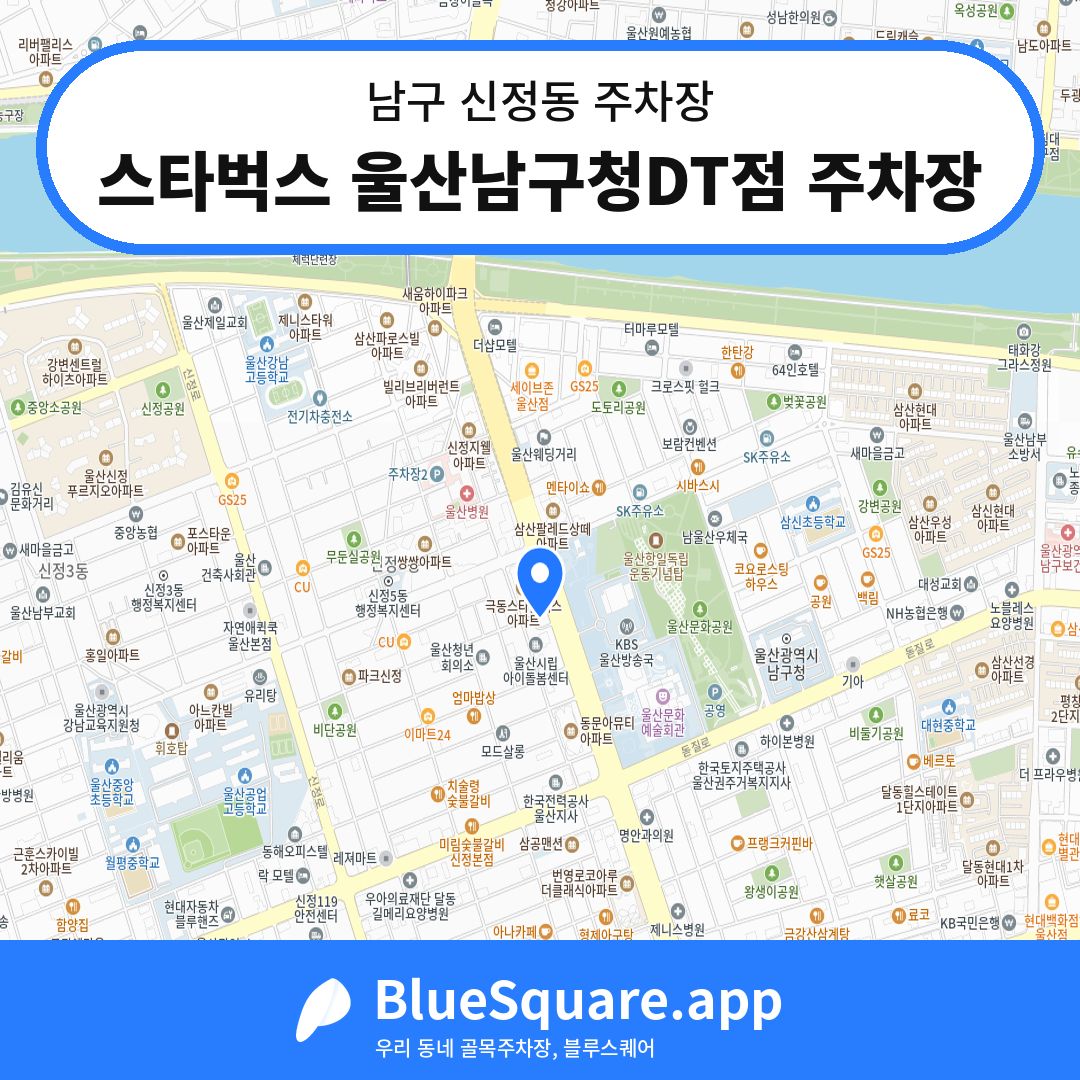 스타벅스 울산남구청DT점 주차장 위치 지도 — 울산 남구 신정동 | 블루스퀘어 주차