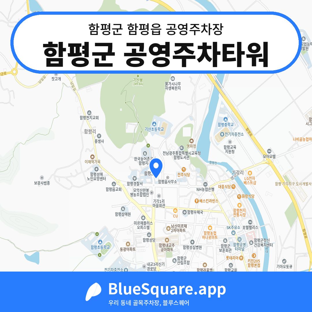 함평군 공영주차타워 위치 지도 — 전남 함평군 함평읍 | 블루스퀘어 주차