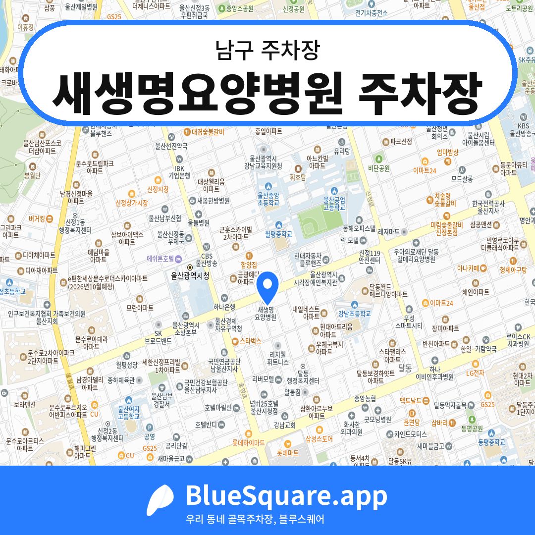 새생명요양병원 주차장 위치 지도 — 울산 남구 | 블루스퀘어 주차