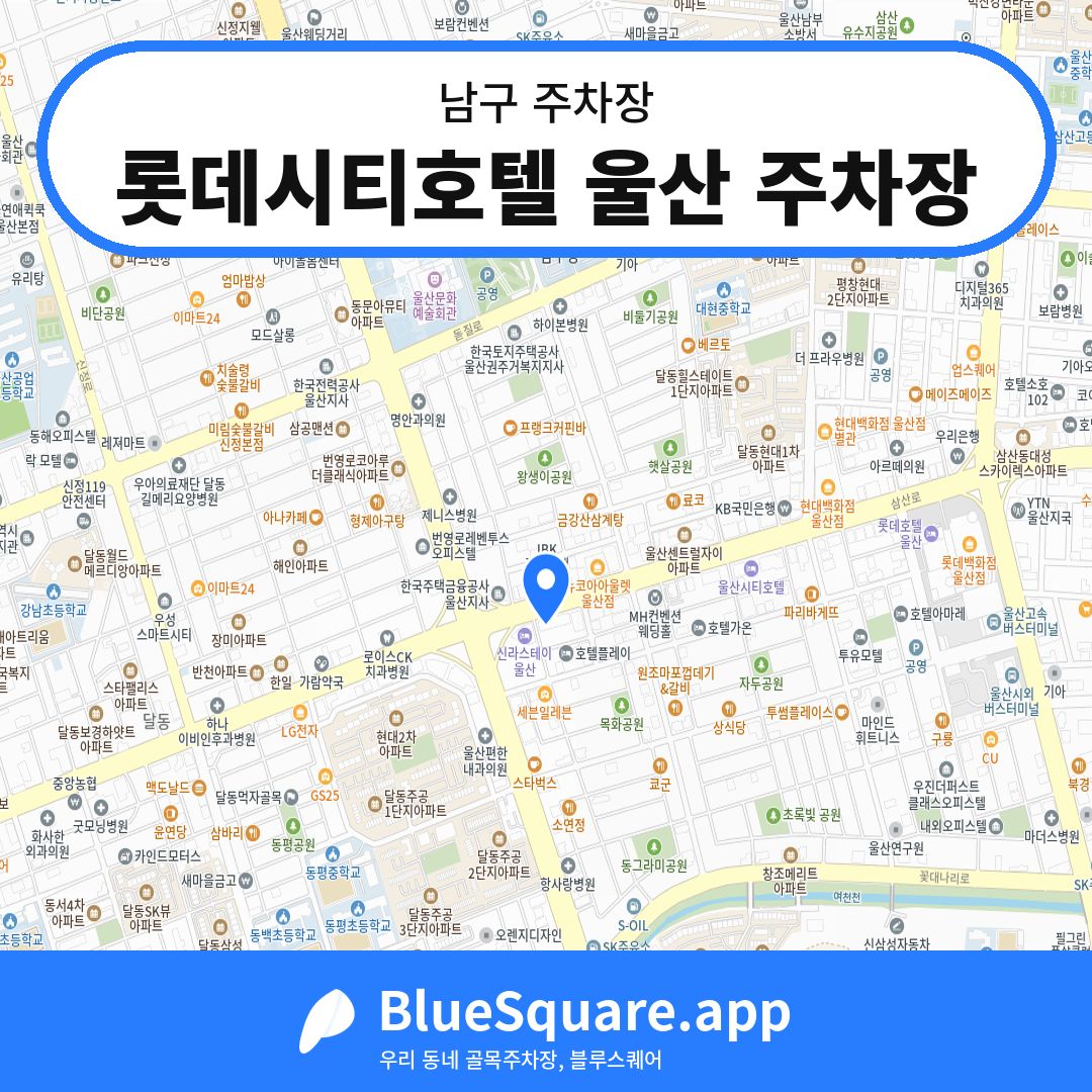 롯데시티호텔 울산 주차장 위치 지도 — 울산 남구 | 블루스퀘어 주차