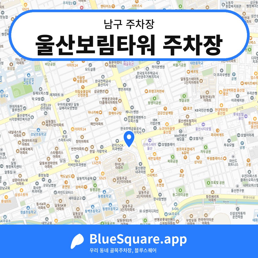 울산보림타워 주차장 위치 지도 — 울산 남구 | 블루스퀘어 주차