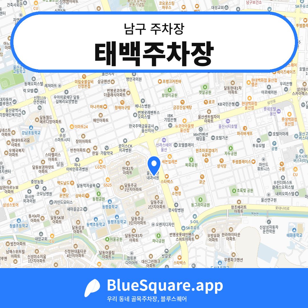 태백주차장 위치 지도 — 울산 남구 | 블루스퀘어 주차