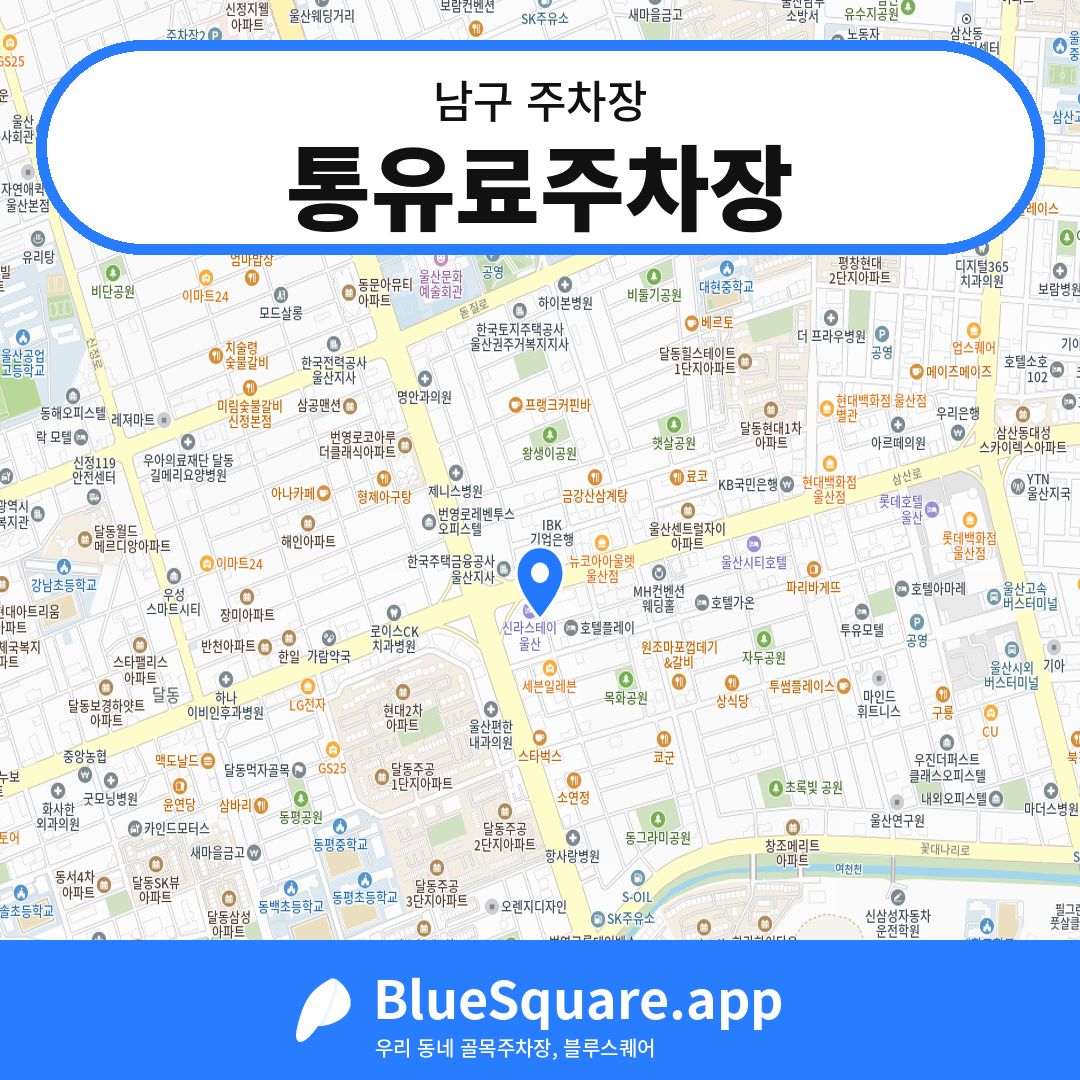 통유료주차장 위치 지도 — 울산 남구 | 블루스퀘어 주차