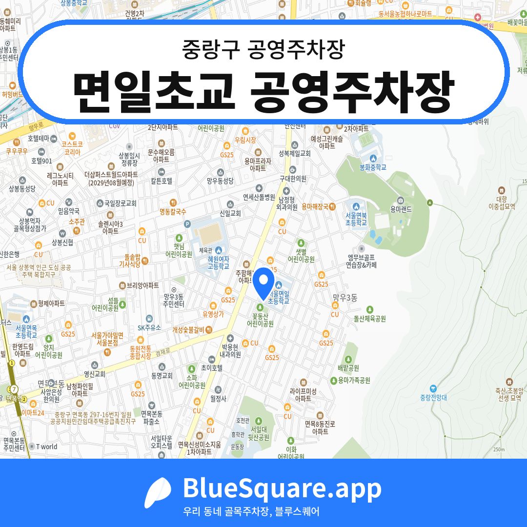 면일초교 공영주차장 위치 지도 — 서울 중랑구 | 블루스퀘어 주차