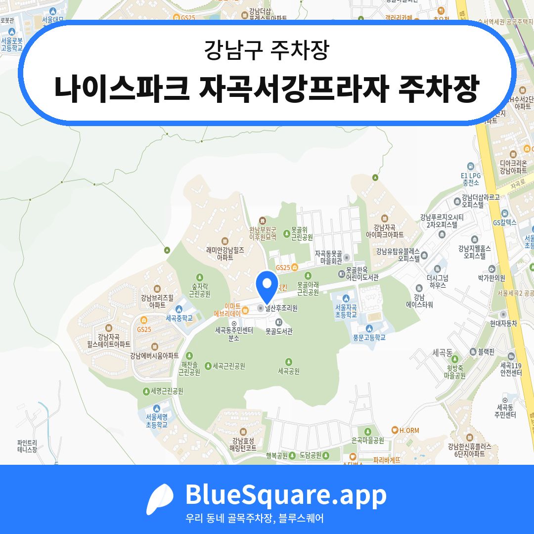 나이스파크 자곡서강프라자 주차장 위치 지도 — 서울 강남구 | 블루스퀘어 주차