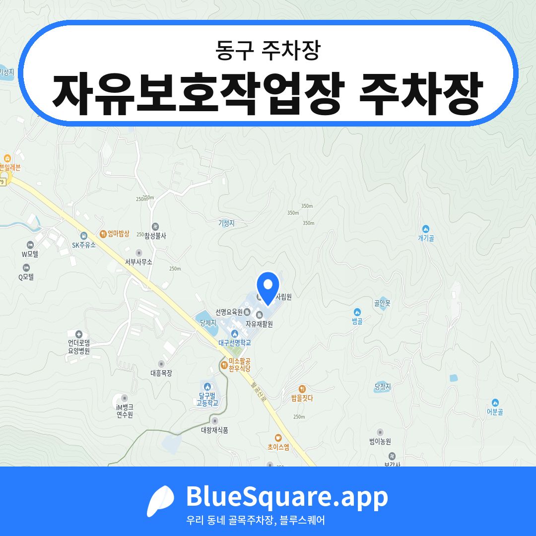 자유보호작업장 주차장 위치 지도 — 대구 동구 | 블루스퀘어 주차