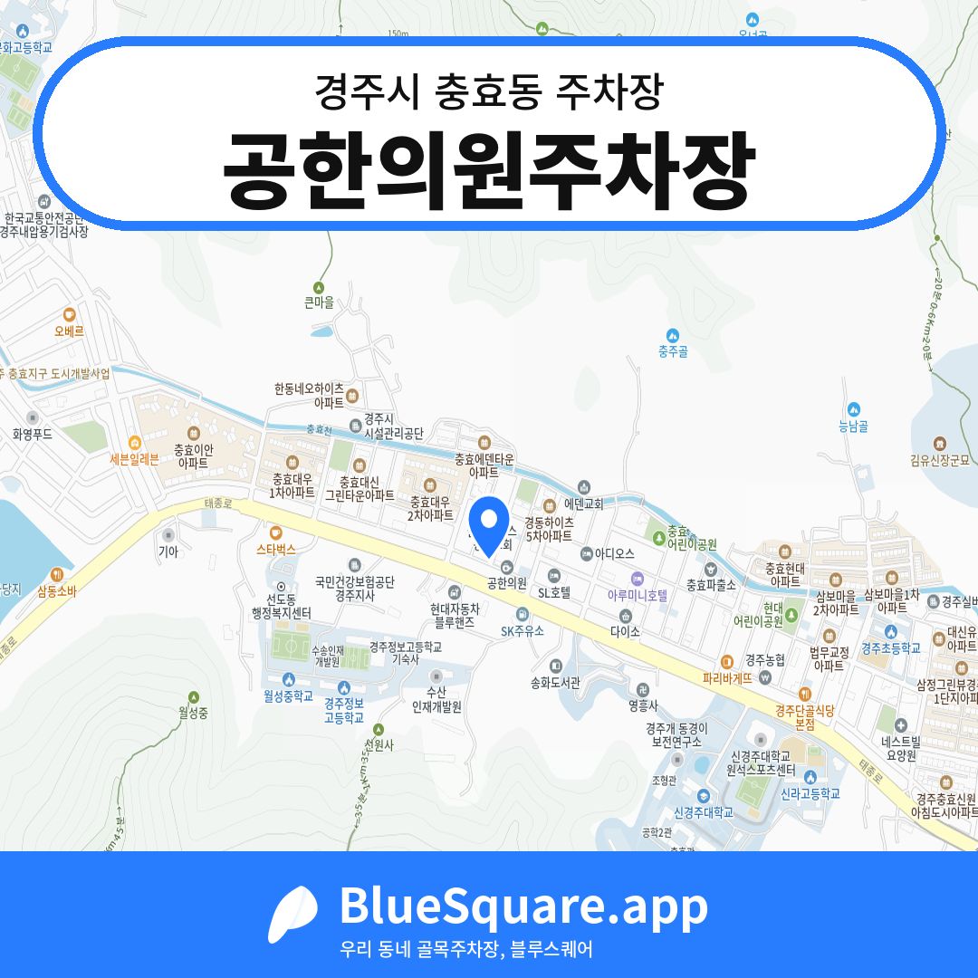 공한의원주차장 위치 지도 — 경북 경주시 충효동 | 블루스퀘어 주차