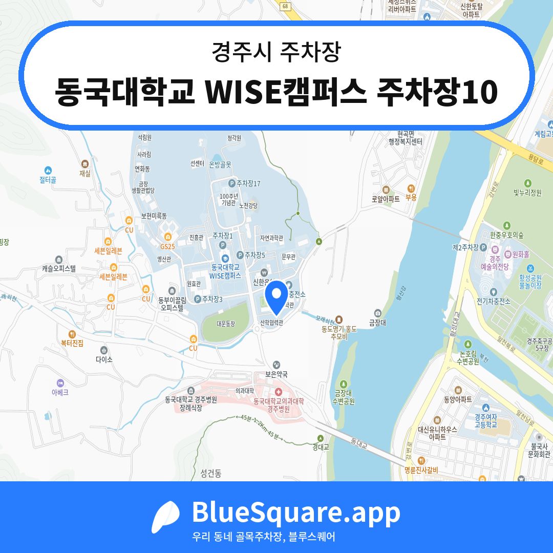 동국대학교 WISE캠퍼스 주차장10 위치 지도 — 경북 경주시 | 블루스퀘어 주차