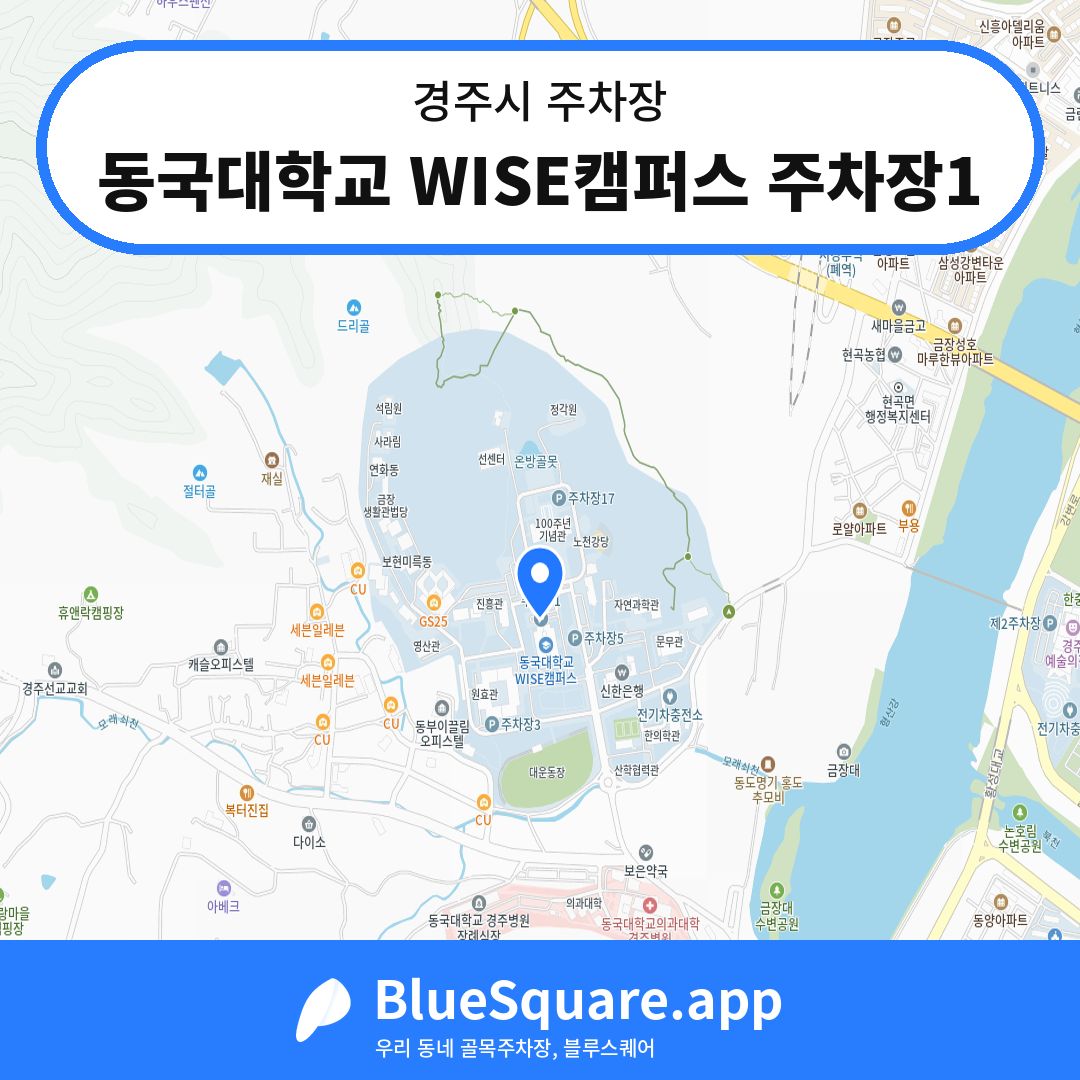 동국대학교 WISE캠퍼스 주차장1 위치 지도 — 경북 경주시 | 블루스퀘어 주차