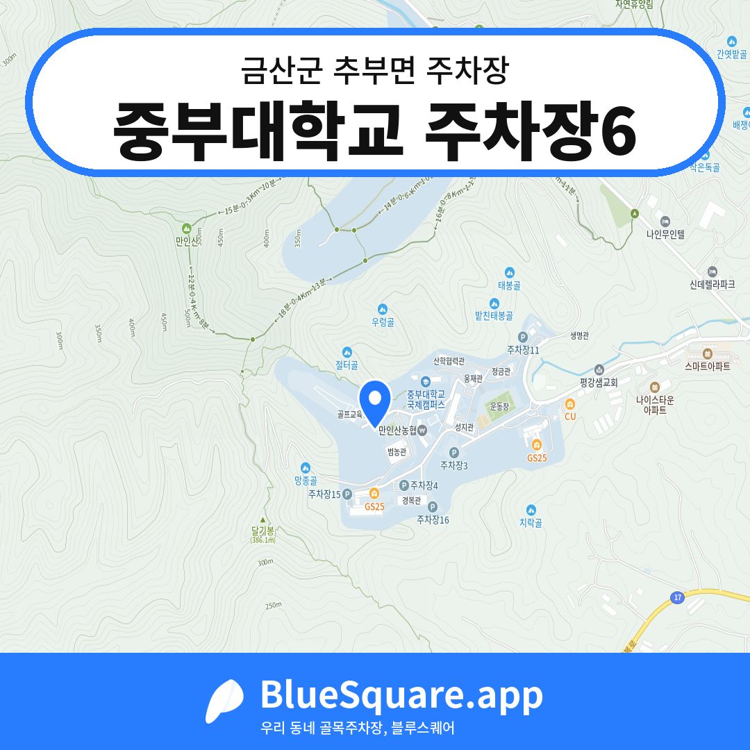 중부대학교 주차장6 위치 지도 — 충남 금산군 추부면 | 블루스퀘어 주차