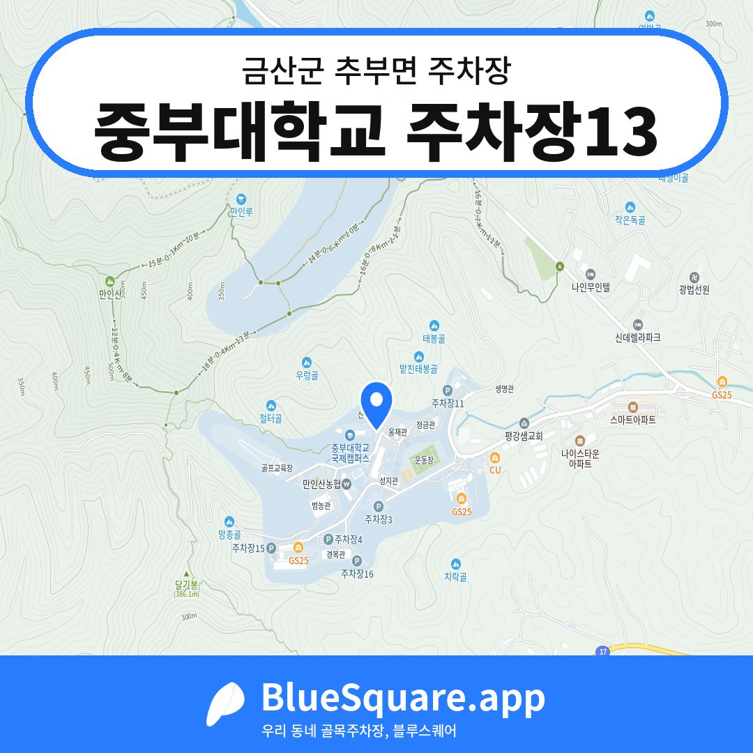중부대학교 주차장13 위치 지도 — 충남 금산군 추부면 | 블루스퀘어 주차